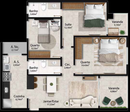 Planta humanizada — apartamento tipo