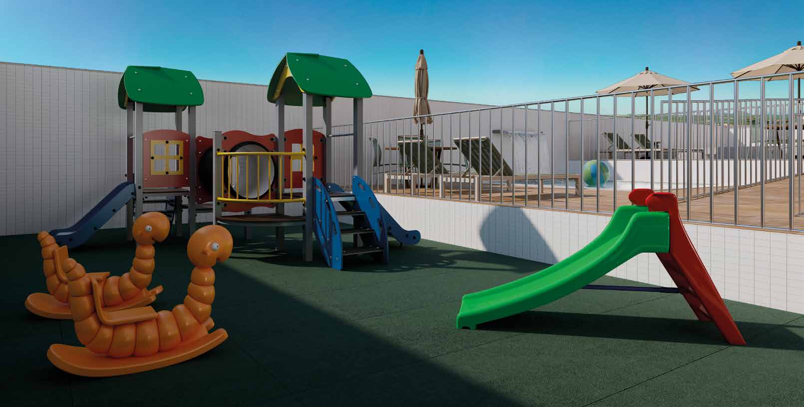 Playground infantil com brinquedos coloridos
