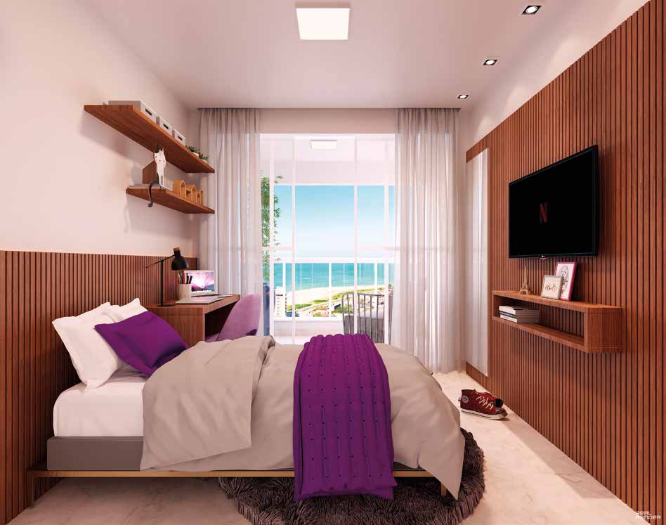 Quarto com varanda e vista para o mar