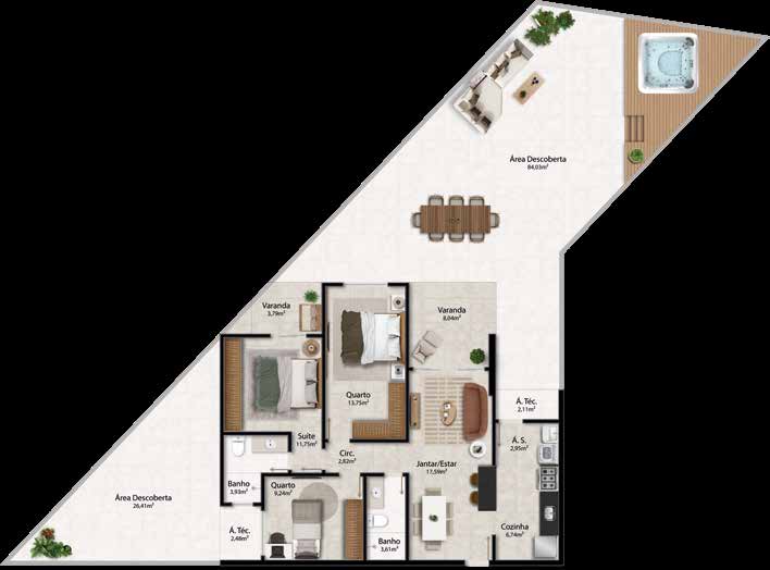 Cobertura 03 — área descoberta diferenciada com spa e convivência
